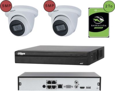 Caméra de sécurité KOMELEC Kit vidéosurveillance IP 2 caméras dôme