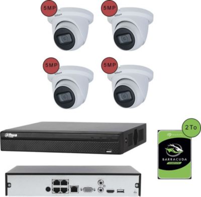 Caméra de sécurité KOMELEC Kit vidéosurveillance IP 4 caméras dôme