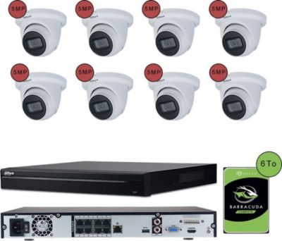 Caméra de sécurité KOMELEC Kit vidéosurveillance IP 8 caméras dôme
