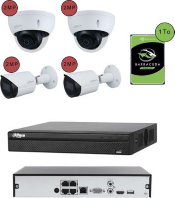 Caméra de sécurité KOMELEC Kit vidéosurveillance IP 2 dôme 2 bullet