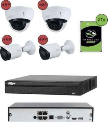 Caméra de sécurité KOMELEC Kit vidéosurveillance IP 2 dôme 2 bullet