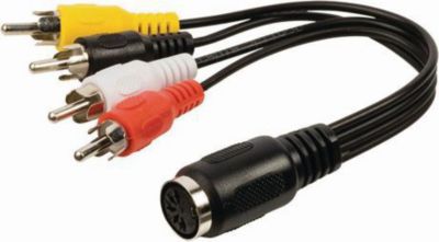 Câble DIN 5 broches KOMELEC Câble DIN 5 femelle - 4 RCA mâle 20cm