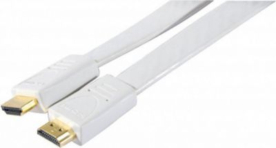 Câble HDMI KOMELEC Câble HDMI 1.4 Highspeed plat 2m blanc Câble HDMI KOMELEC Câble HDMI 1.4 Highspeed plat 2m blanc