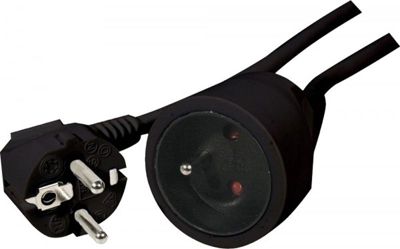 Câble alimentation KOMELEC Rallonge électrique 2m noire Câble alimentation KOMELEC Rallonge électrique 2m noire