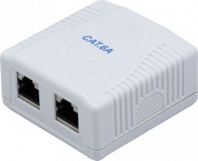 Prise murale KOMELEC Boitier mural RJ45 2 ports Cat 6a STP Prise murale KOMELEC Boitier mural RJ45 2 ports Cat 6a STP