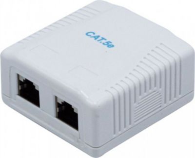 Prise murale KOMELEC Boitier mural RJ45 2 ports Cat 5e STP Prise murale KOMELEC Boitier mural RJ45 2 ports Cat 5e STP