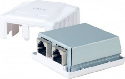 Prise murale KOMELEC Boitier mural RJ45 2 ports Cat 6 STP Prise murale KOMELEC Boitier mural RJ45 2 ports Cat 6 STP