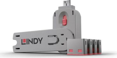 Bloqueur USB LINDY Verrous de ports USB clé  4 verrous