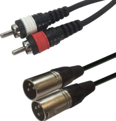 Câble XLR KOMELEC Câble 2 XLR mâles vers 2 RCA mâles 1m Câble XLR KOMELEC Câble 2 XLR mâles vers 2 RCA mâles 1m