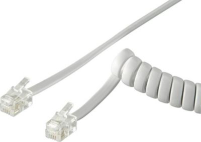 Câble téléphonique KOMELEC Câble téléphone spirale RJ9 2m blanc Câble téléphonique KOMELEC Câble téléphone spirale RJ9 2m blanc