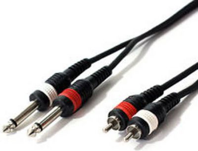Câble duo KOMELEC Câble 2 Jack 6.35 mâles 2 RCA mâles 3m