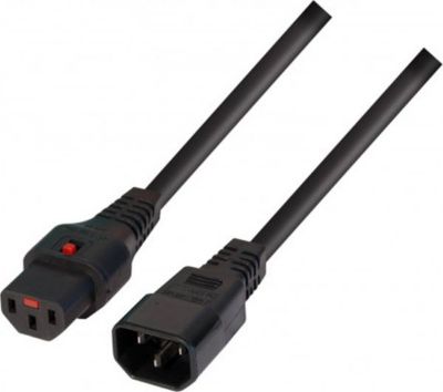 Câble alimentation KOMELEC Rallonge secteur a verrouillage noir 2m Câble alimentation KOMELEC Rallonge secteur a verrouillage noir 2m