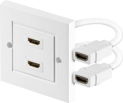  KOMELEC Prise double HDMI 2.0 murale câble 0.10m KOMELEC Prise double HDMI 2.0 murale câble 0.10m
