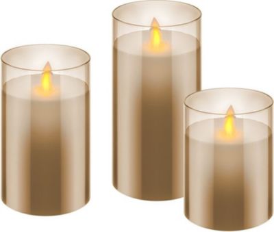 Jeu de lumières KOMELEC Lot de 3 bougies à LED en verre - Cire