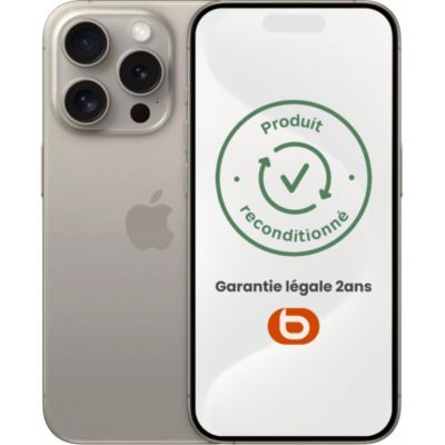 Location Smartphone Apple iPhone 15 Pro Titane Naturel 128Go 5G Reconditionné Grade A