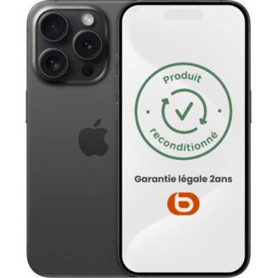 Location Smartphone Apple iPhone 15 Pro Titane Noir 128Go 5G Reconditionné Grade A