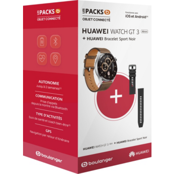 Montre connectée HUAWEI Pack Watch GT 3 Classic 46mm+Bracelet