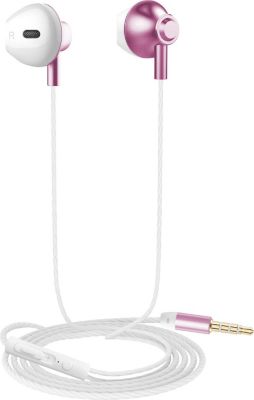 Ecouteurs AKASHI Filaires Jack 3.5 mm Microphone Rose