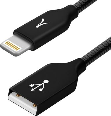 AKASHI Câble Akashi MFI Lightning Métal - Noir