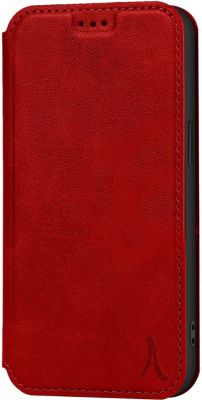 Etui AKASHI iPhone 12 Mini Cuir + Porte-Carte Rouge
