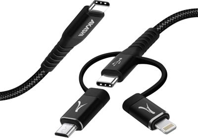 AKASHI USB-C 3 en 1 3A Charge et Synchro 1m