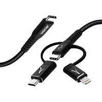 Câble USB AKASHI USB-C 3 en 1 3A Charge et Synchro 1m