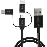 Câble USB AKASHI USB vers USB-C, Lightning, Micro-USB 1m