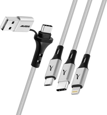 Câble USB AKASHI USB type C, Lightning, Micro USB 1m