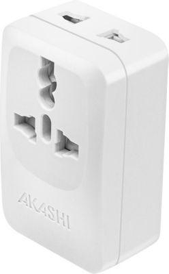 Adaptateur de voyage AKASHI Adaptateur Voyage USA + USB et USB C