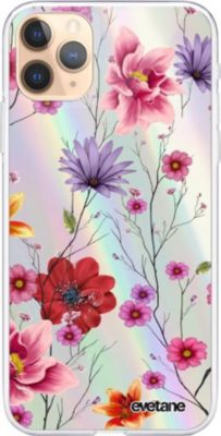 Coque EVETANE Holograph iPhone 12/12 Pro Fleurs Pastel