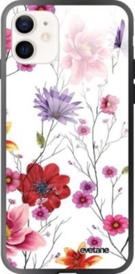 Coque EVETANE Soft Touch iPhone 12 Mini Fleurs Pastel