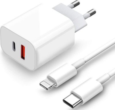 Chargeur secteur EVETANE iPhone 20W + câble 1m (MFi) Chargeur secteur EVETANE iPhone 20W + câble 1m (MFi)