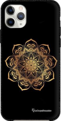Coque EVETANE Effet Cuir iPhone 11 Pro Mandala Or