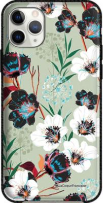 Coque EVETANE Effet Cuir iPhone 11 Pro Fleurs Vert