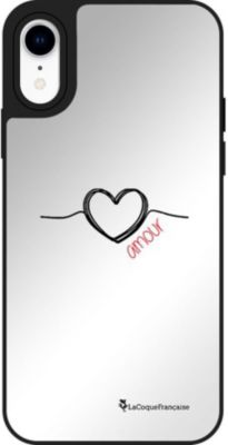 Coque EVETANE Miroir iPhone XR Coeur Noir Coque EVETANE Miroir iPhone XR Coeur Noir