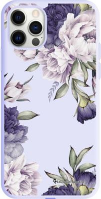 Coque EVETANE Silicone iPhone 12/12 Pro Pivoine Violet