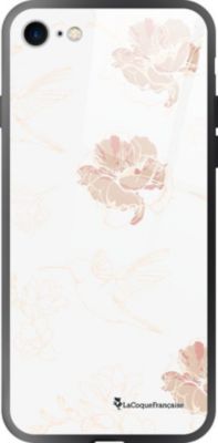 Coque EVETANE Soft Touch iPhone SE Fleurs Blanc
