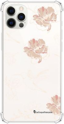 Coque EVETANE Souple iPhone 12/12 Pro Fleurs Blanc