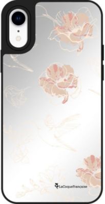 Coque EVETANE Miroir iPhone XR Fleurs Blanc