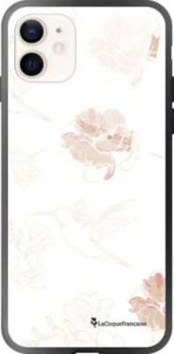 Coque EVETANE Soft Touch iPhone 12 Mini Fleurs Blanc