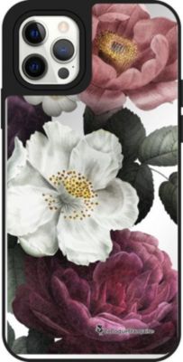 Coque EVETANE Miroir iPhone 12/12 Pro Fleurs Rose
