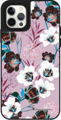 Coque EVETANE Miroir iPhone 12/12 Pro Fleurs Parme