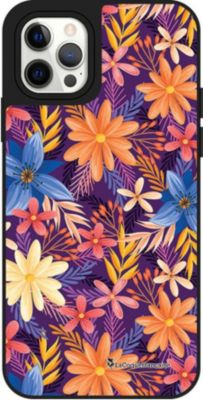 Coque EVETANE Miroir iPhone 12/12 Pro Fleurs Orange