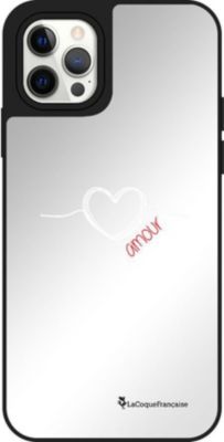 Coque EVETANE Miroir iPhone 12/12 Pro Coeur Blanc
