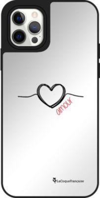 Coque EVETANE Miroir iPhone 12/12 Pro Coeur Noir