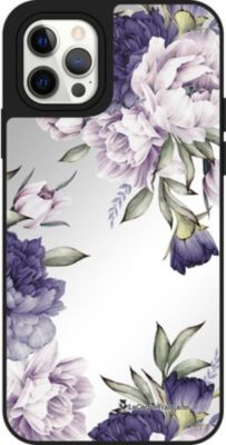 Coque EVETANE Miroir iPhone 12/12 Pro Pivoine Violet