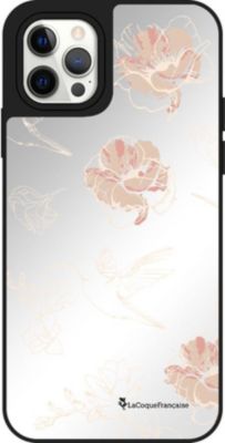 Coque EVETANE Miroir iPhone 12/12 Pro Fleurs Blanc