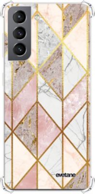 Coque EVETANE Souple Galaxy S21 5G Marbre Rose