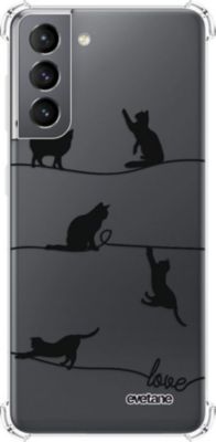Coque EVETANE Souple Galaxy S21 5G Chat Lignes