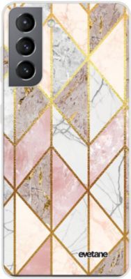 Coque EVETANE 360° Galaxy S21 5G Marbre Rose